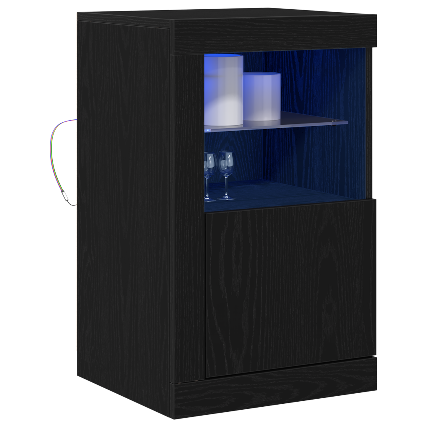 Skab Med Led Lyskilder Sort Eg 41X37X67 Cm