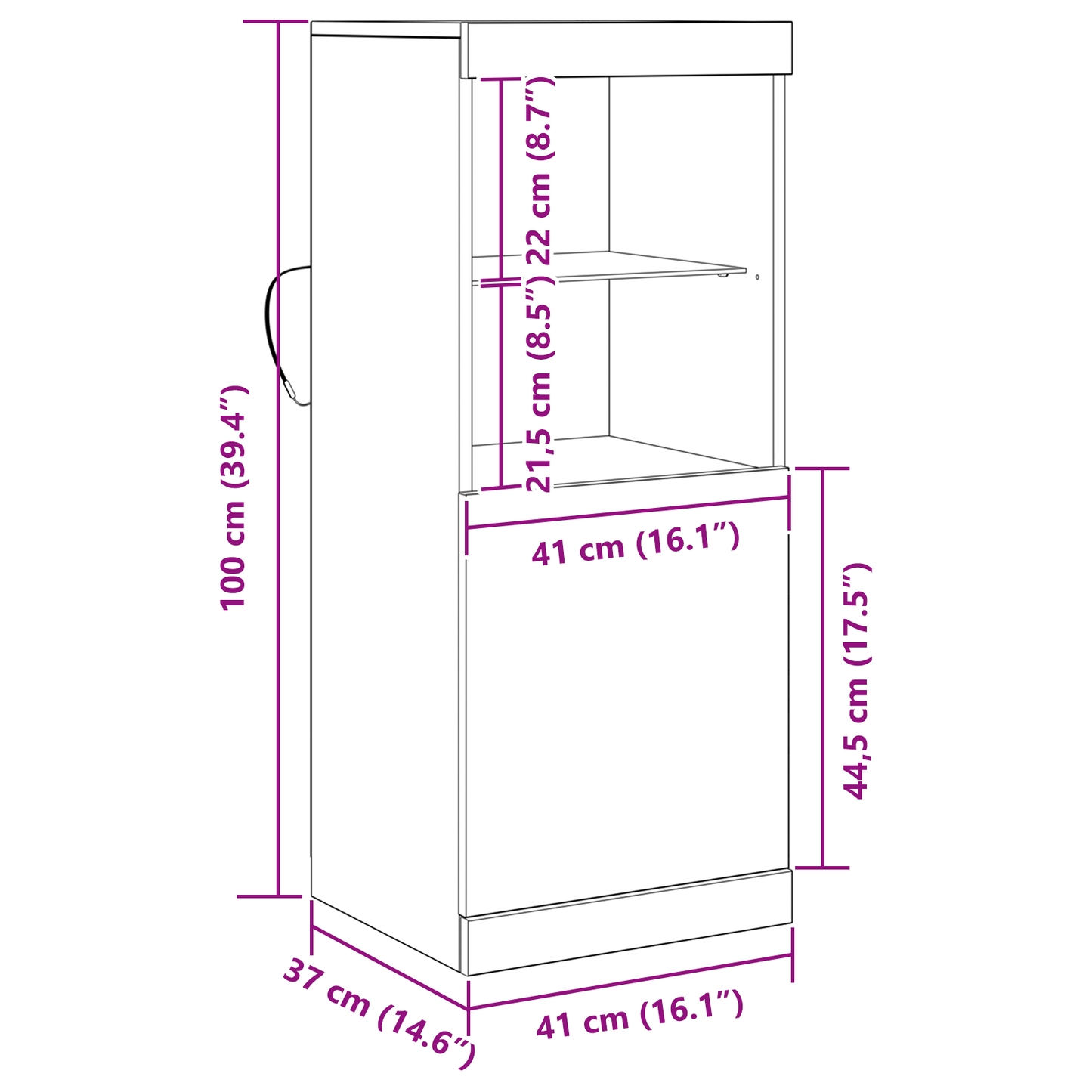 Sideboard Sort Eg 41 X 37 X 100 Cm Konstrueret Træ