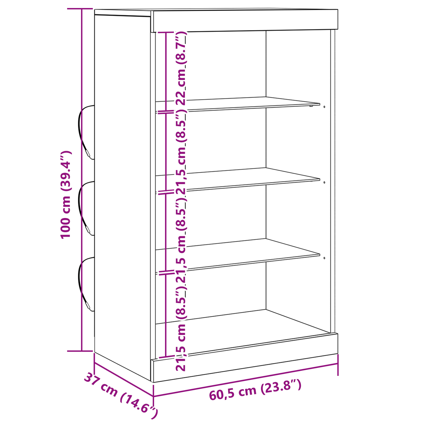Sideboard Sort Eg 60.5 X 37 X 100 Cm Konstrueret Træ