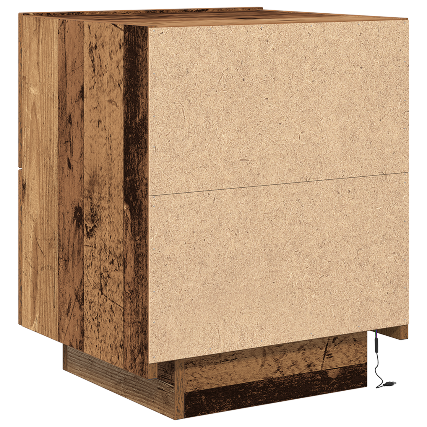 Sengebord Med Led Lys Vasket Træ 45X40X55 Cm