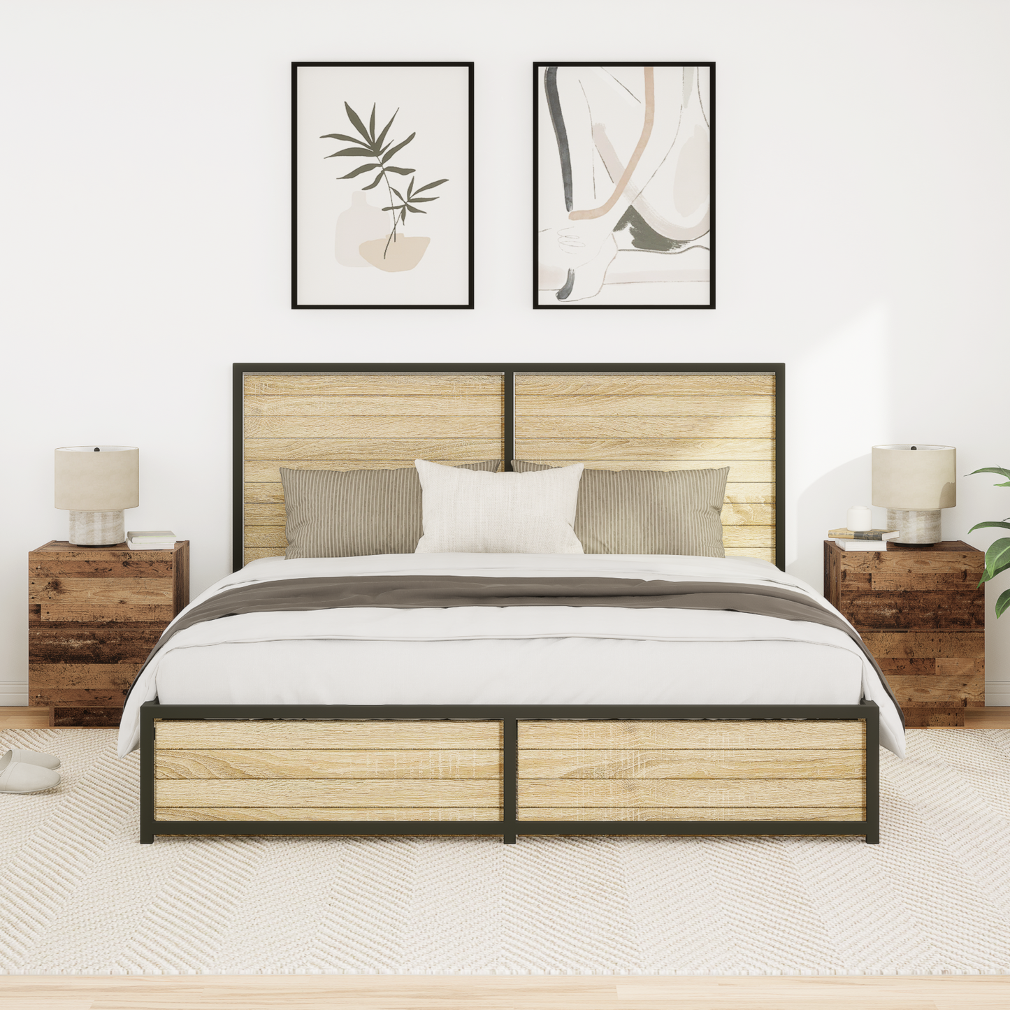 Natborde Med Led-Lys 2 Stk Gamle Træ 45X40X55 Cm