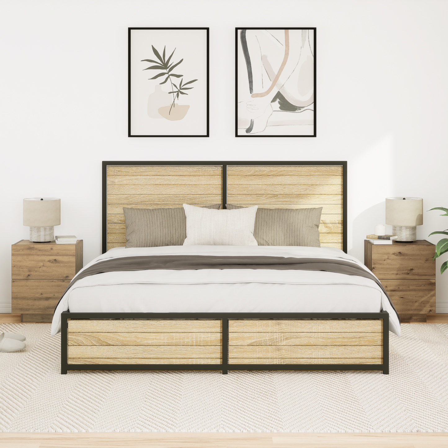Sengeborde Med Led-Lys 2 Stk Artisan Eg 45X40X55 Cm