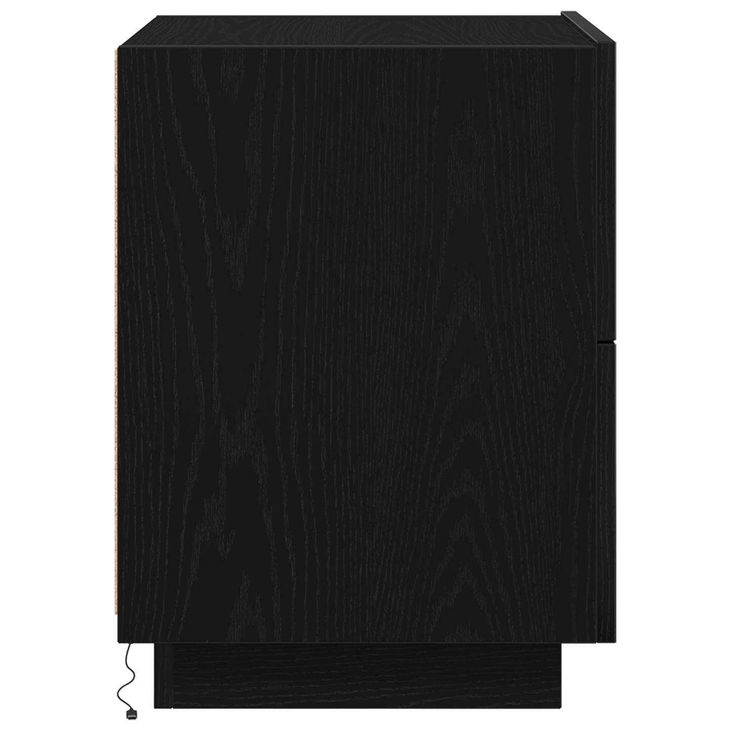 Sengebord Med Led-Lys Sort Eg 45X40X55 Cm