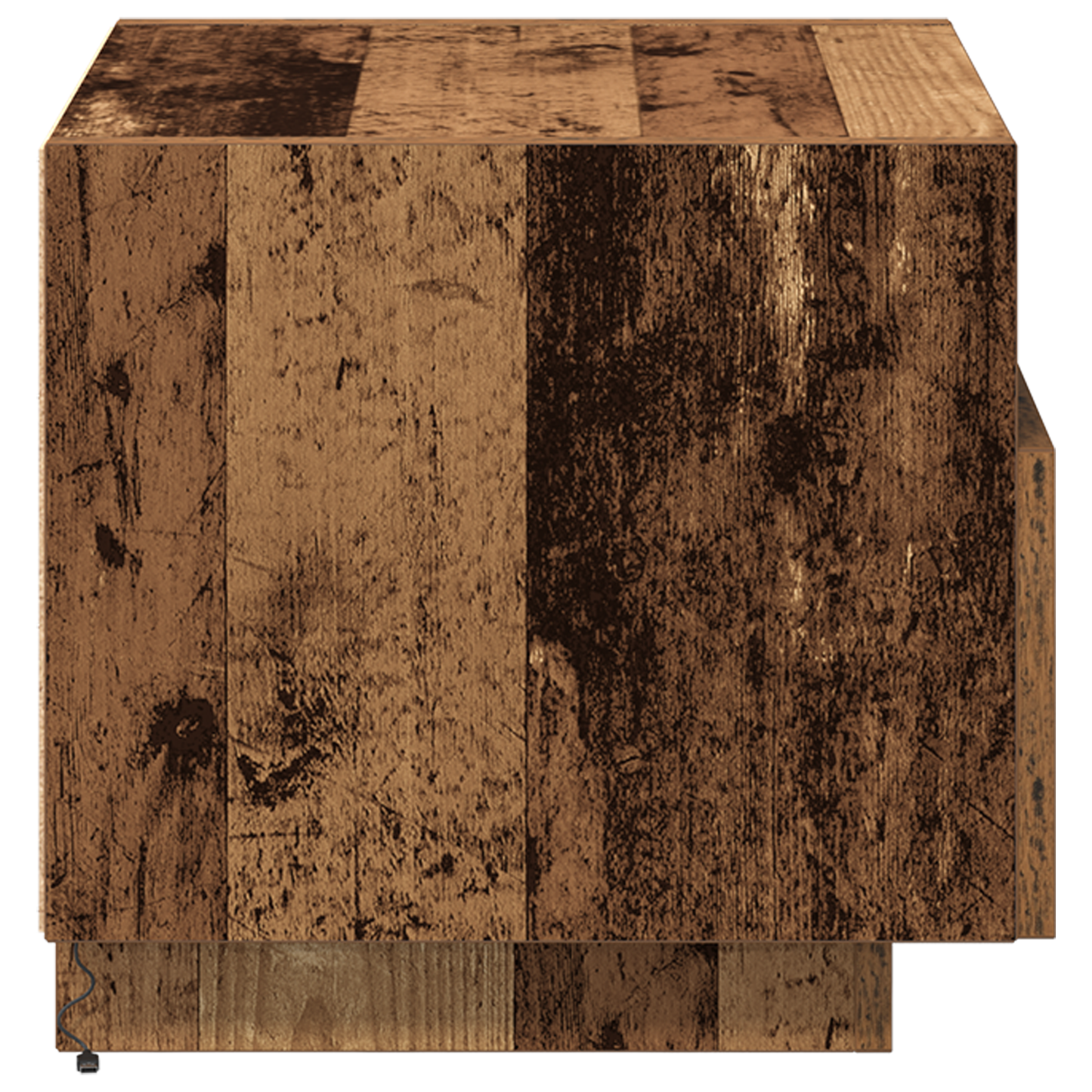 Sengebord Med Led-Lys Gammel Træ 40X39X37 Cm