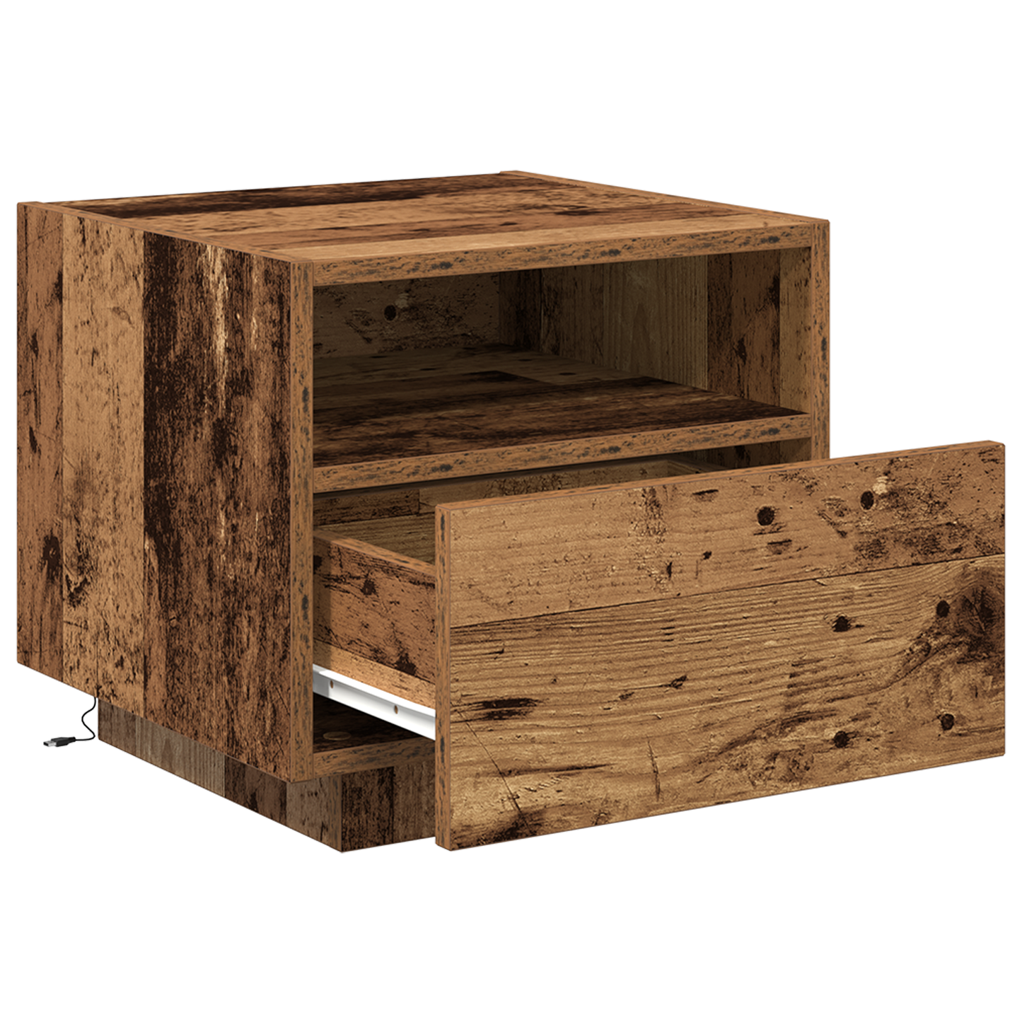Natborde Med Led-Lys 2 Stk Gammel Træ 40X39X37 Cm