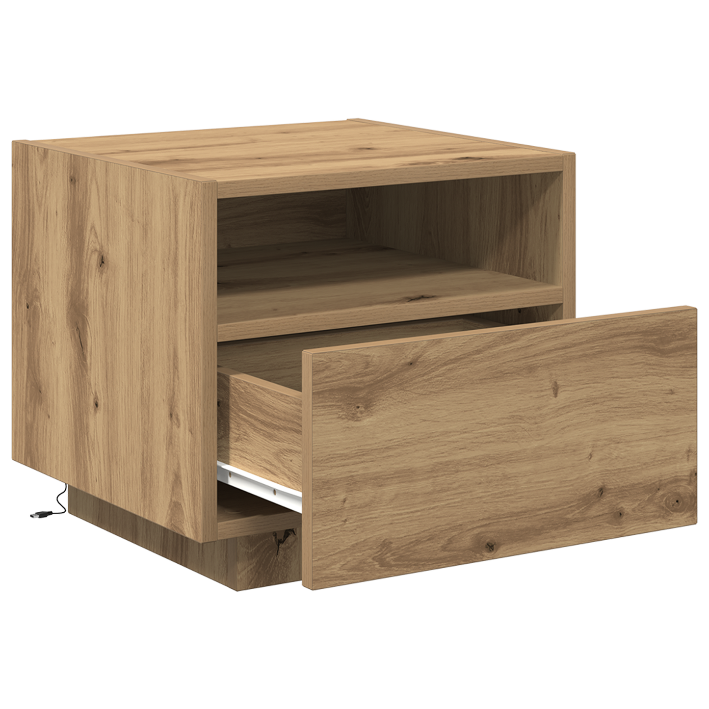 Sengeborde Med Led-Lys 2 Stk. Artisan Egetræ 40X39X37 Cm