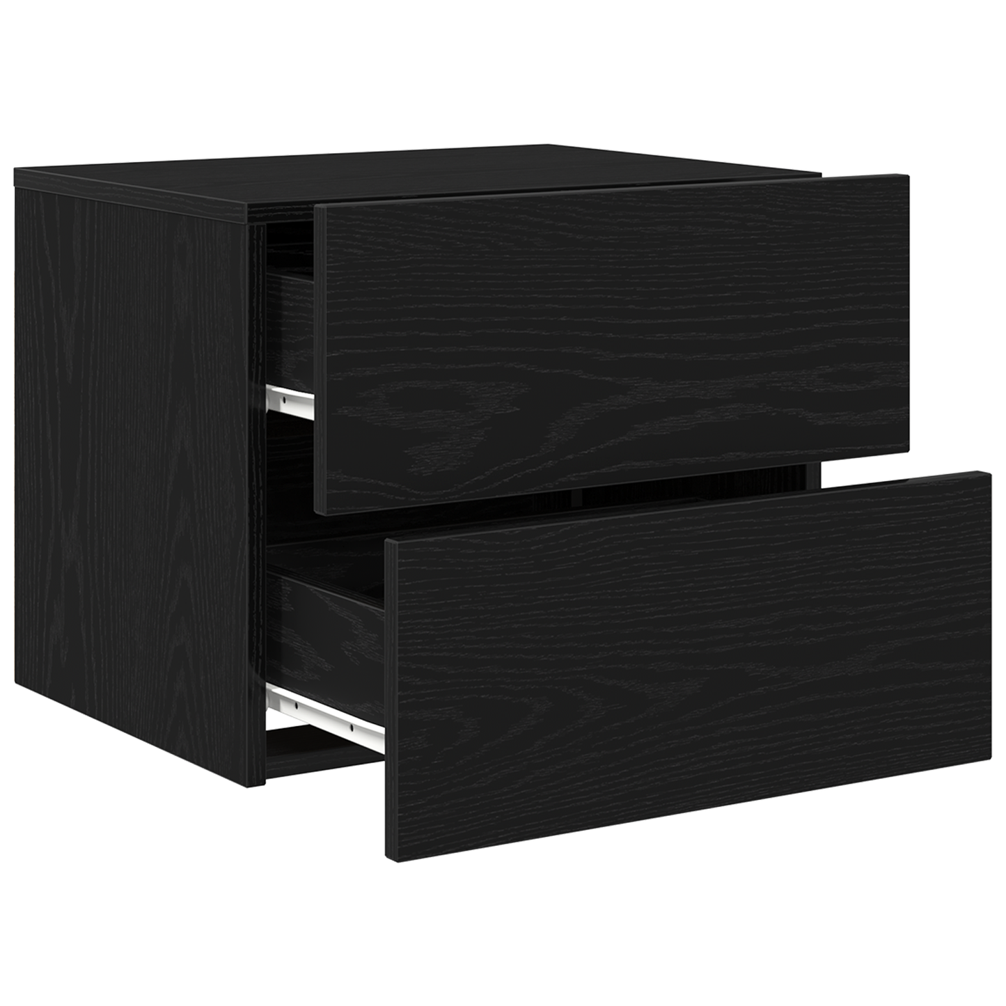 Sengebord Med Led Vægmonteret Sort Eg 50X39X41 Cm