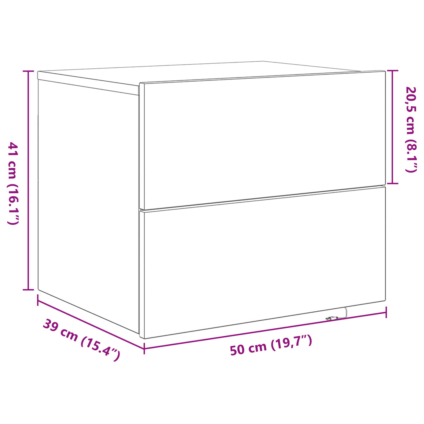 Sengebord Med Led Vægmonteret Sort Eg 50X39X41 Cm
