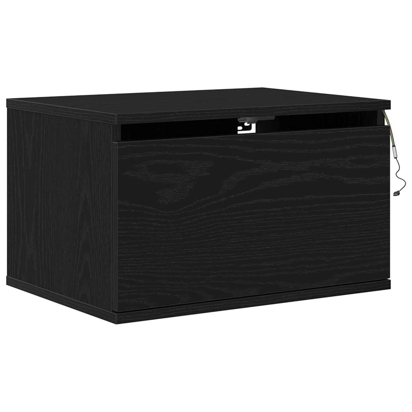Sengbord Med Led Vægmonteret Sort Eg 50X36X30 Cm