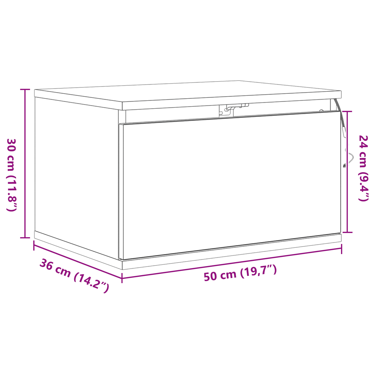 Sengbord Med Led Vægmonteret Sort Eg 50X36X30 Cm