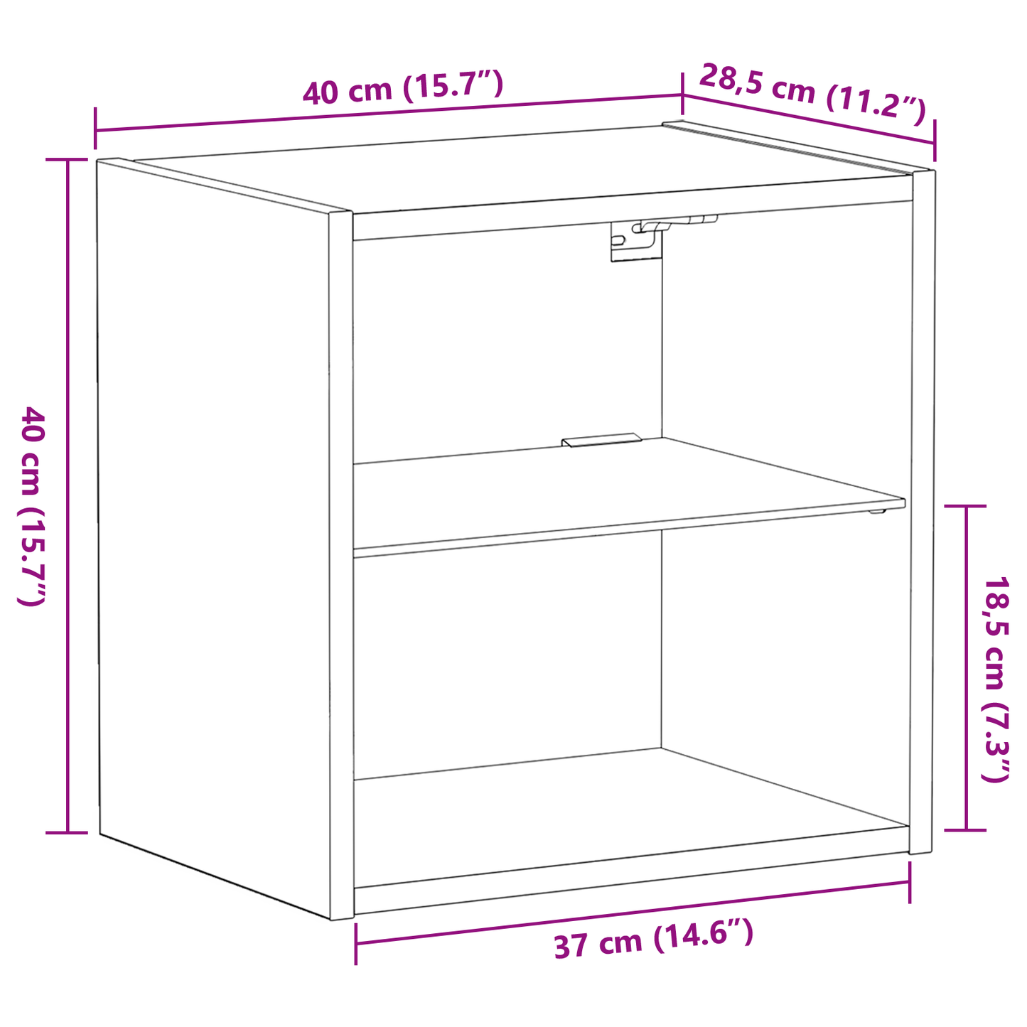 Flydende Hylde Gamle Træ 40X28,5X40 Cm Ingeniørtræ