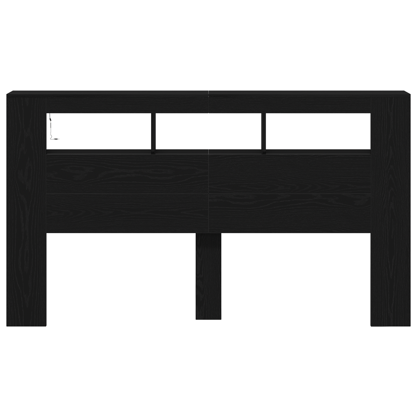 Opbevaringshovedgærde Med Led-Lys Sort Eg 180X18,5X103,5 Cm