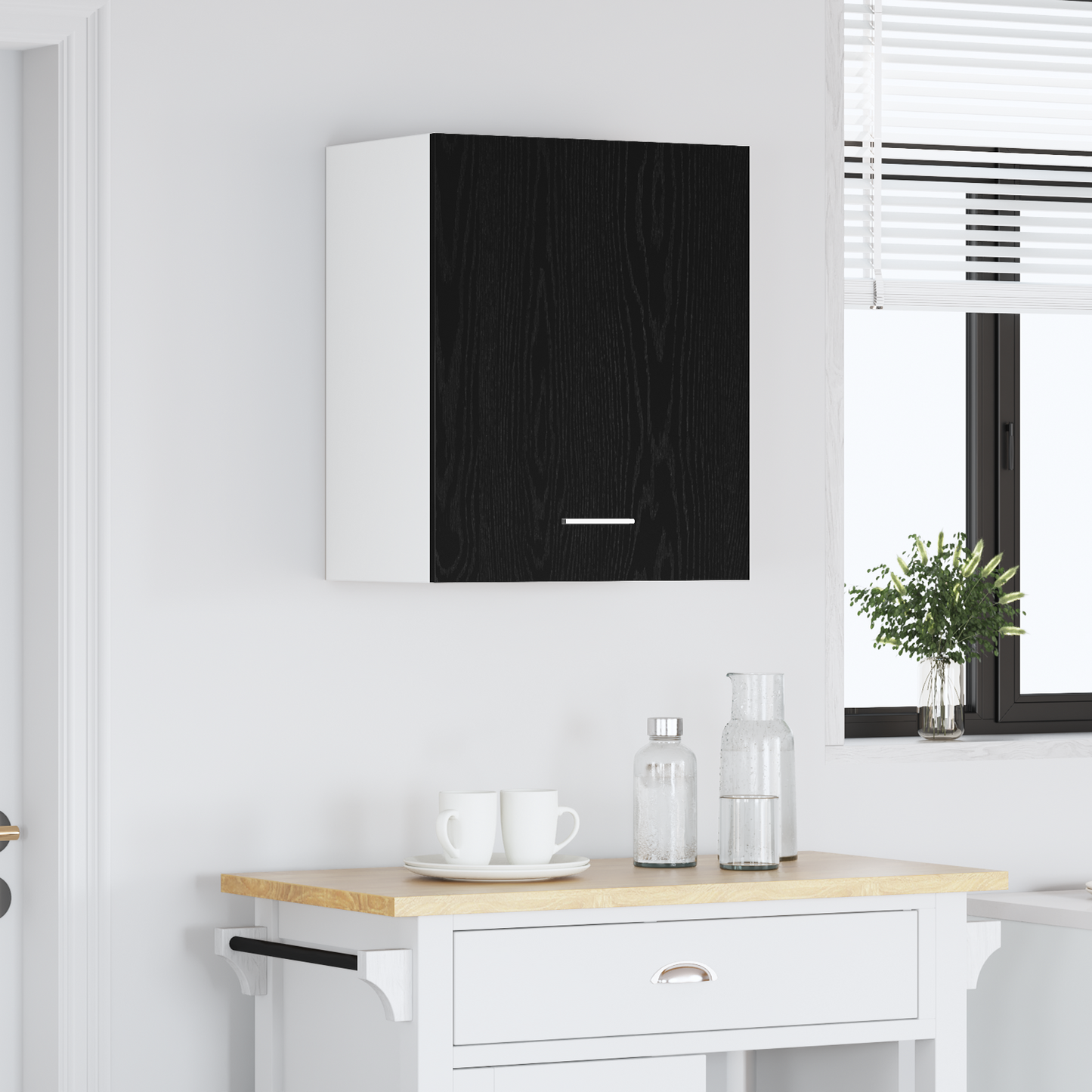 Sort Eg Hængeskab 50X31X60 Cm Lavet Af Konstrueret Træ