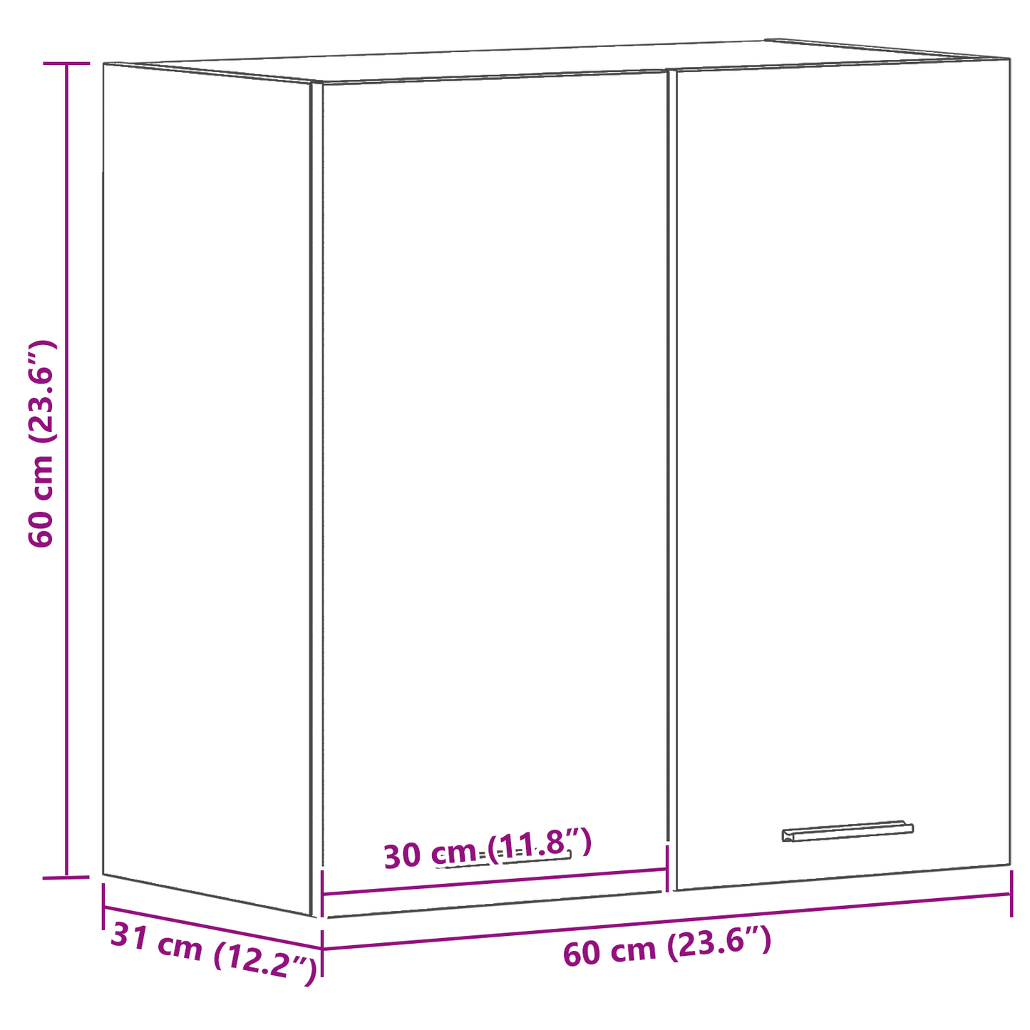 Sort Eg Hængeskab 60X31X60 Cm Lavet Af Konstrueret Træ