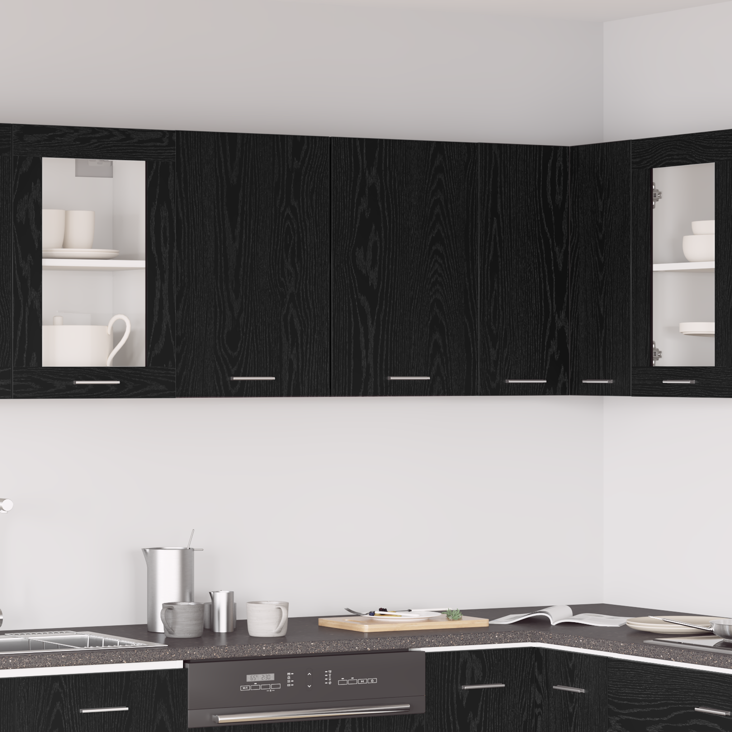 Sort Eg Hængeskab - 80X31X60 Cm - Lavet Af Konstrueret Træ