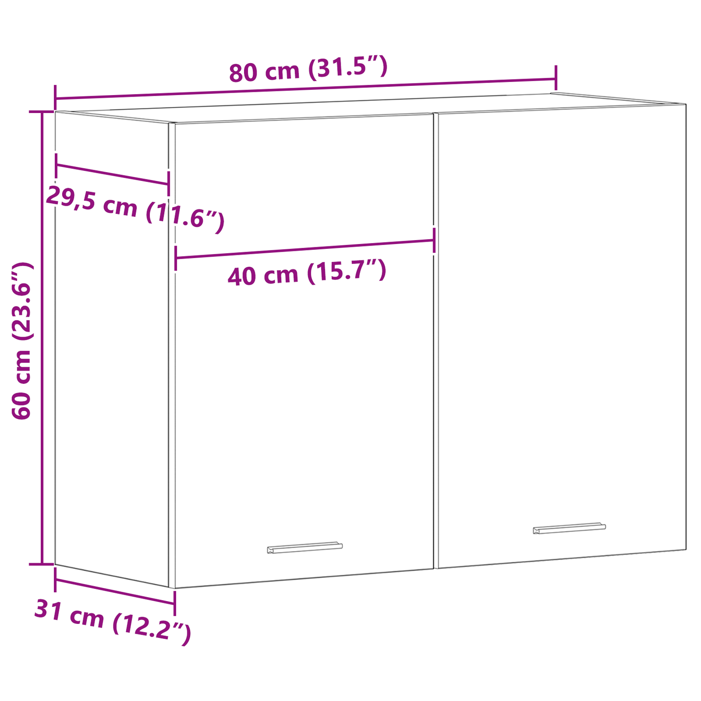 Sort Eg Hængeskab - 80X31X60 Cm - Lavet Af Konstrueret Træ