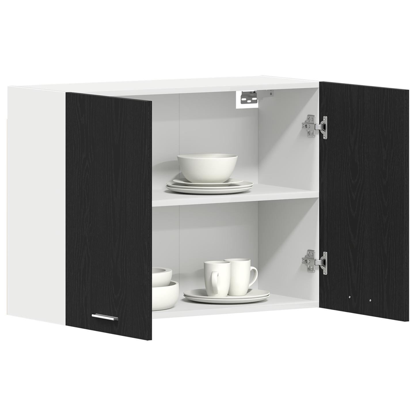 Sort Eg Hængeskab - 80X31X60 Cm - Lavet Af Konstrueret Træ
