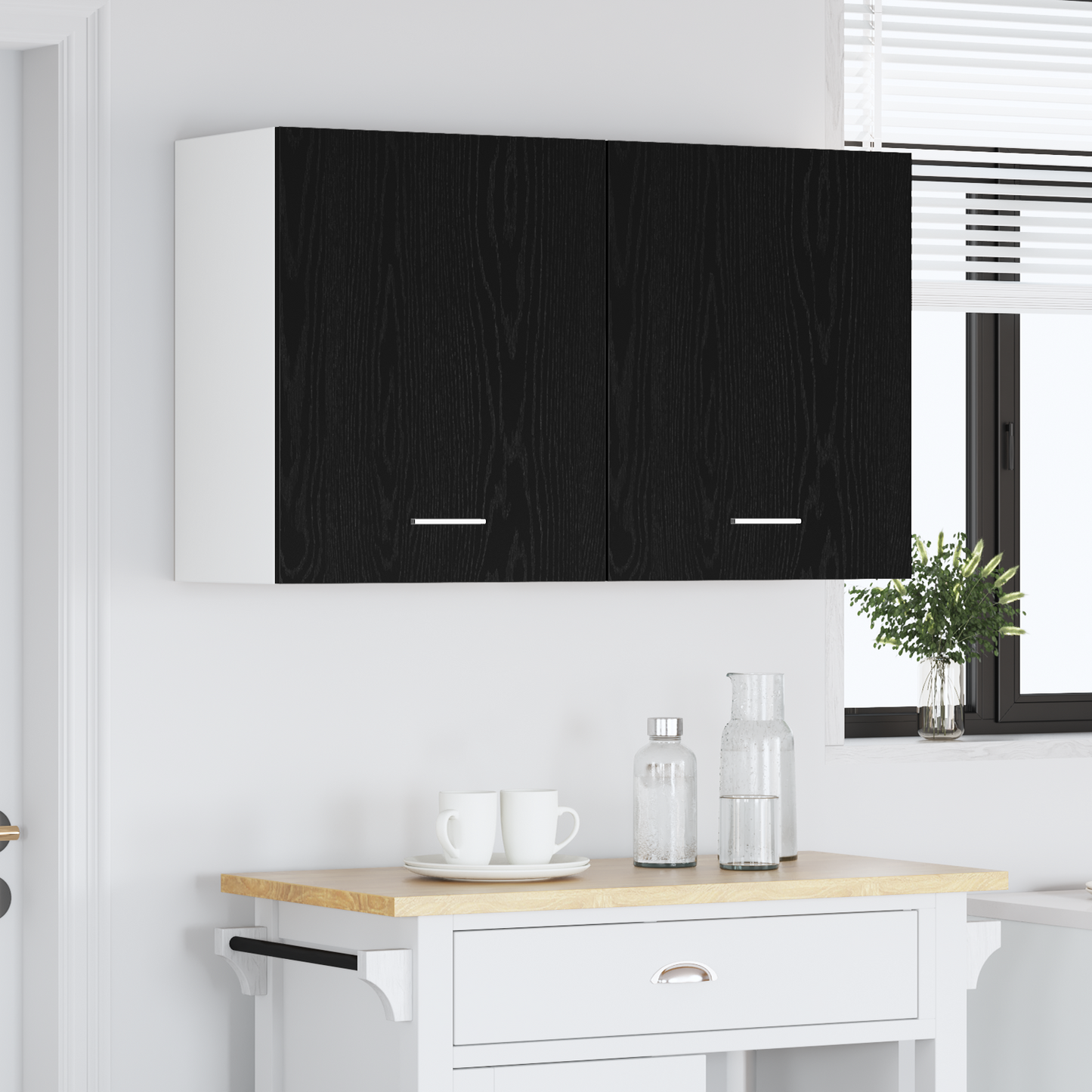 Hængende Skabe - 2 Pak - Sort Eg, 100X31X60 Cm - Fremstillet Af Konstrueret Træ