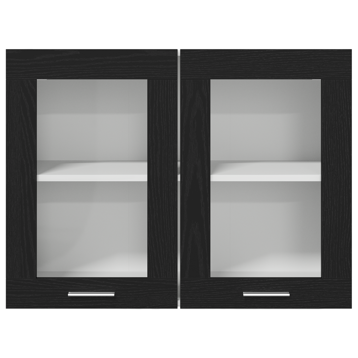 Sort Eg Hængende Glaskabinet 80X31X60 Cm Fremstillet Af Konstrueret Træ