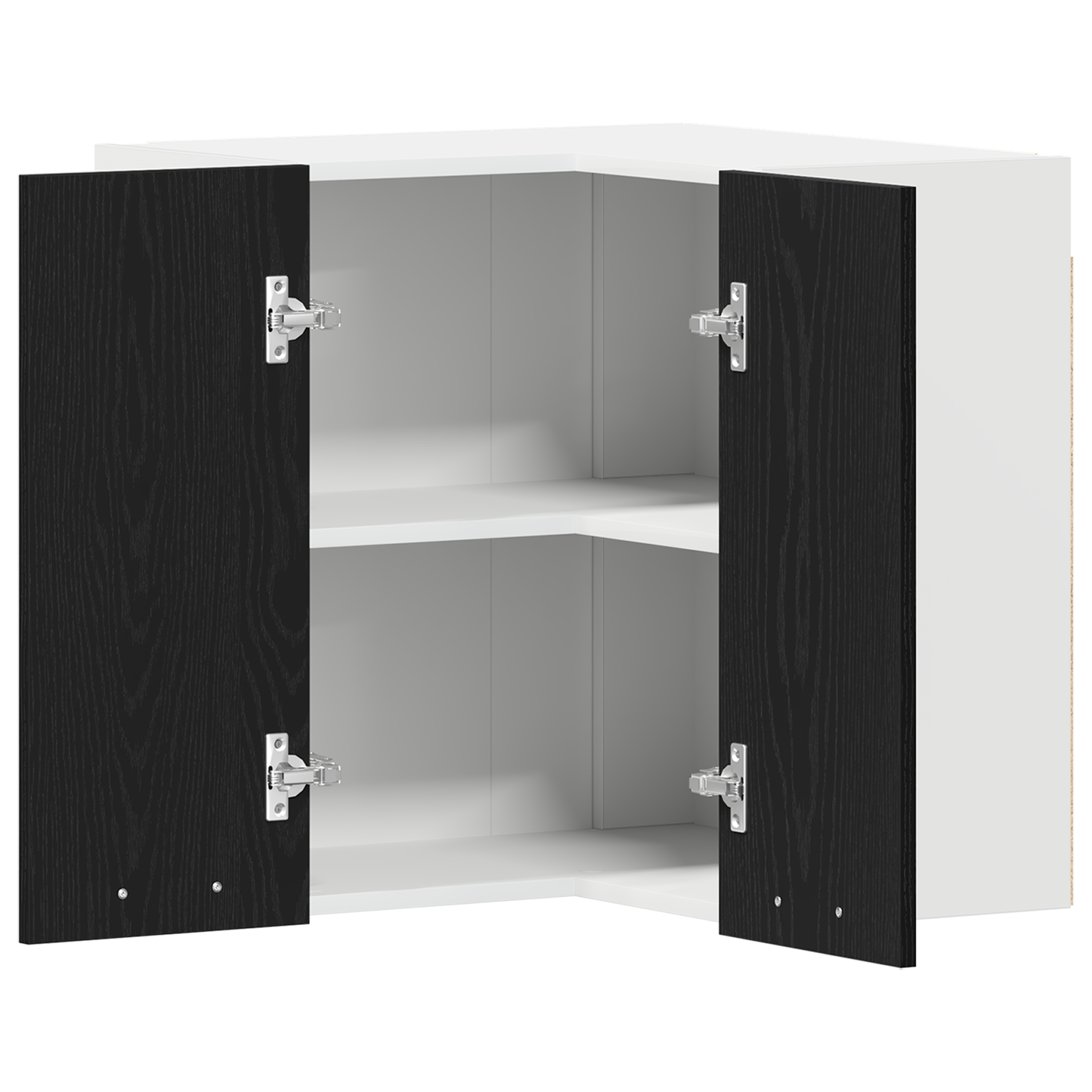 Hængende Hjørneskab - Sort Eg - 57X57X60 Cm - Fremstillet Af Konstrueret Træ