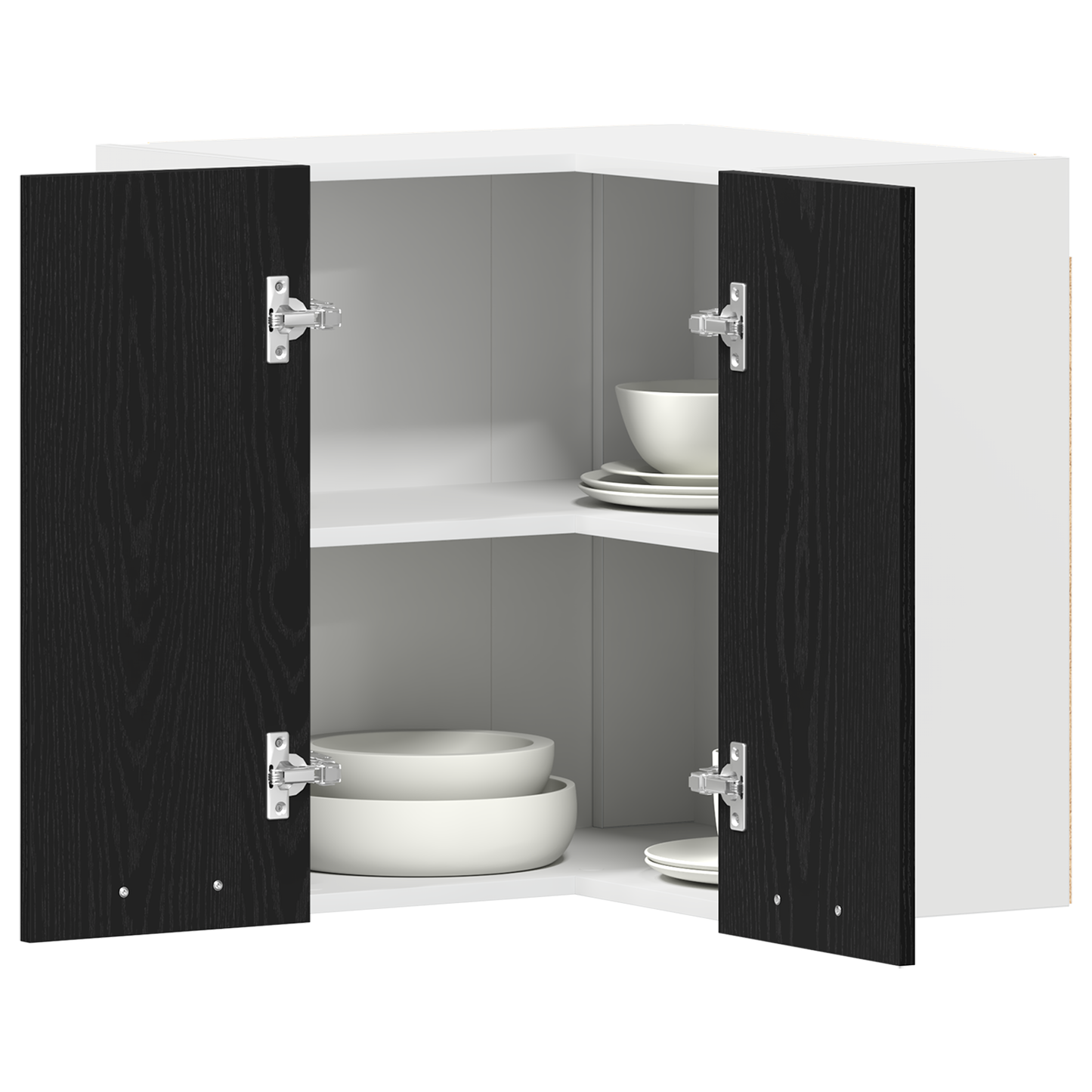 Hængende Hjørneskab - Sort Eg - 57X57X60 Cm - Fremstillet Af Konstrueret Træ