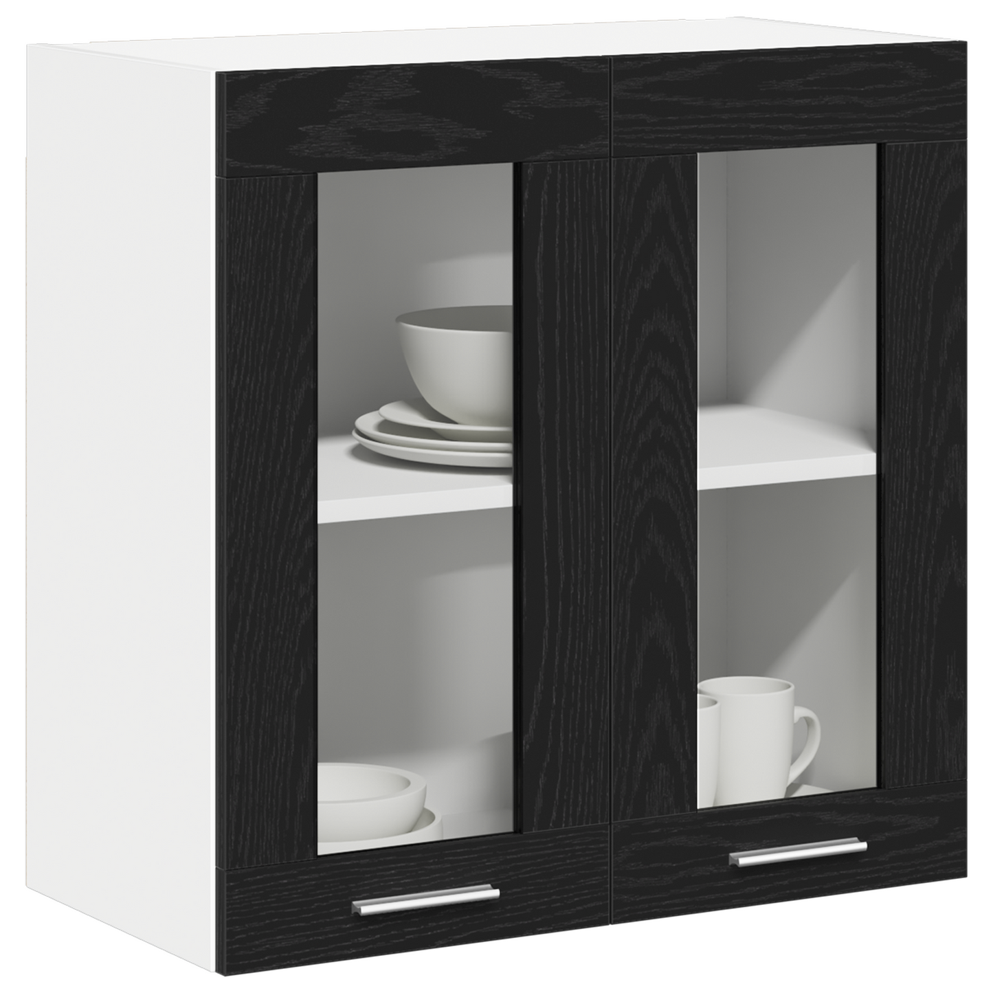 Hængende Glas Skab I Sort Egetræ - 60X31X60 Cm