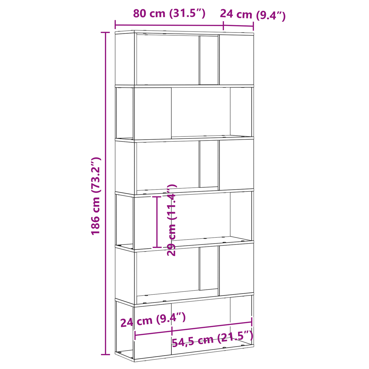 Underholdningscenter Sort 80 X 24 X 186 Cm Konstrueret Træ