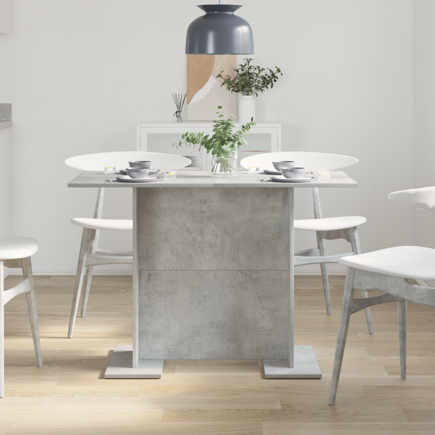Spisebord Beton Grå 110X60X75 Cm Konstrueret Træ