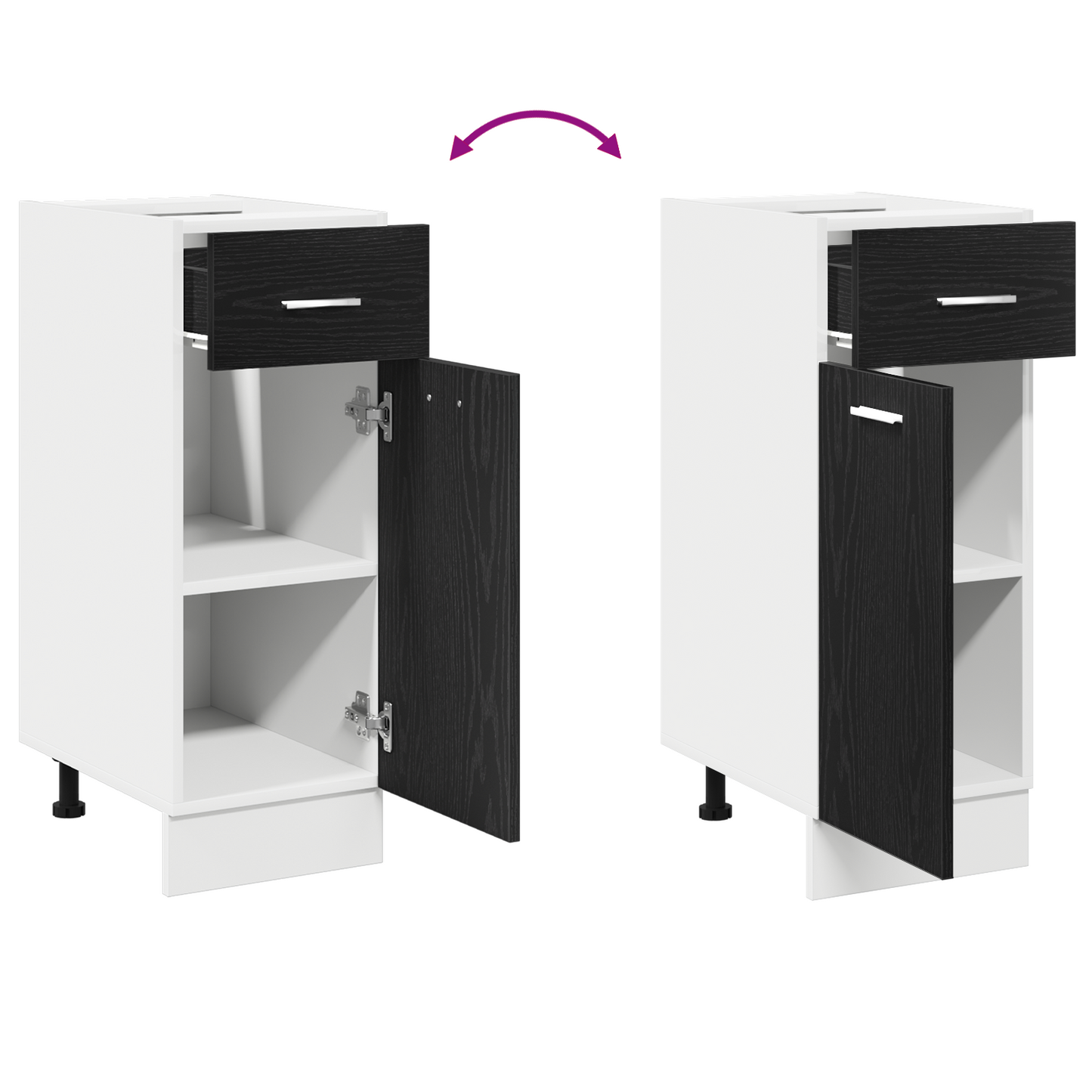 Sort Eg Skuffe Bundskab - 30X46X81.5 Cm