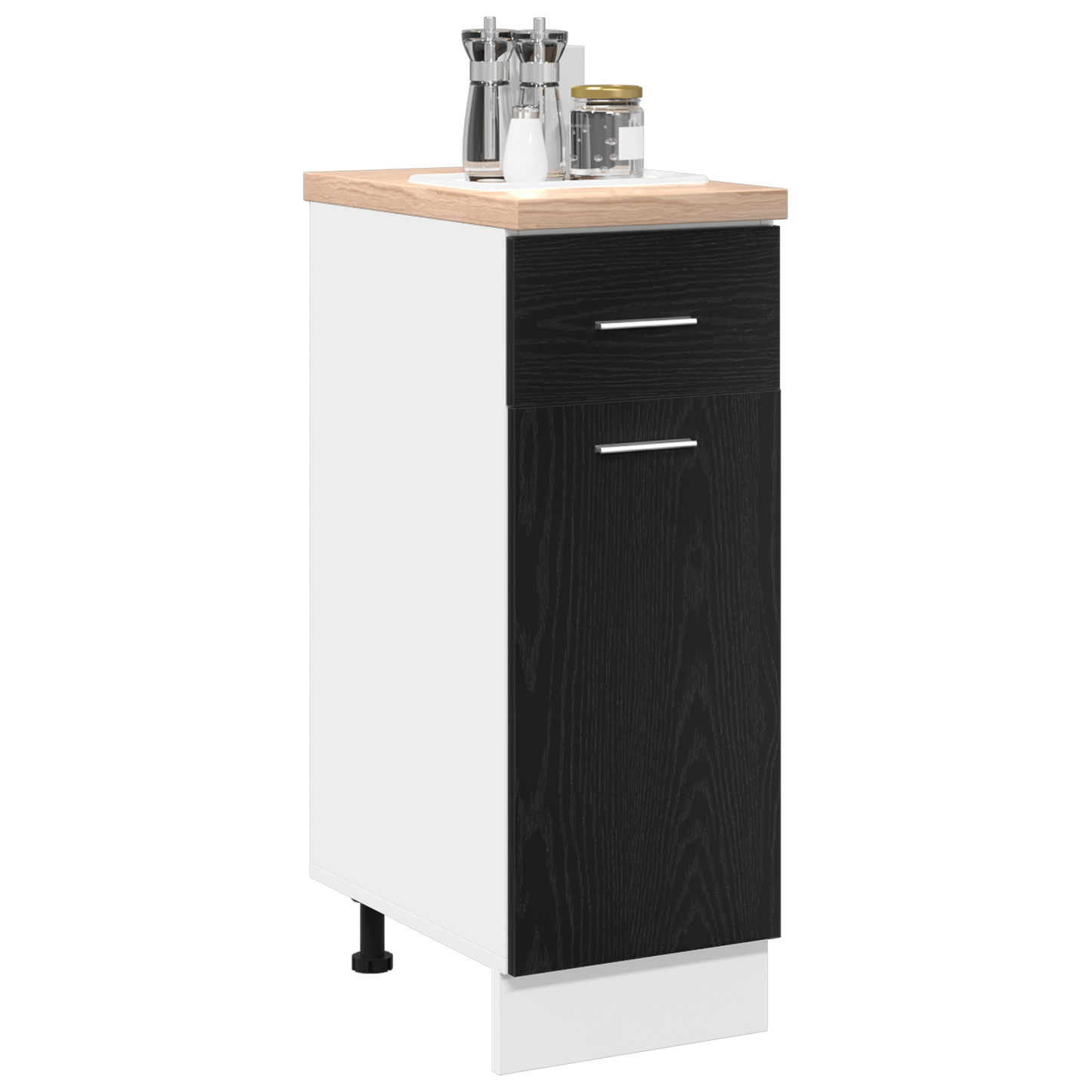 Sort Eg Skuffe Bundskab - 30X46X81.5 Cm