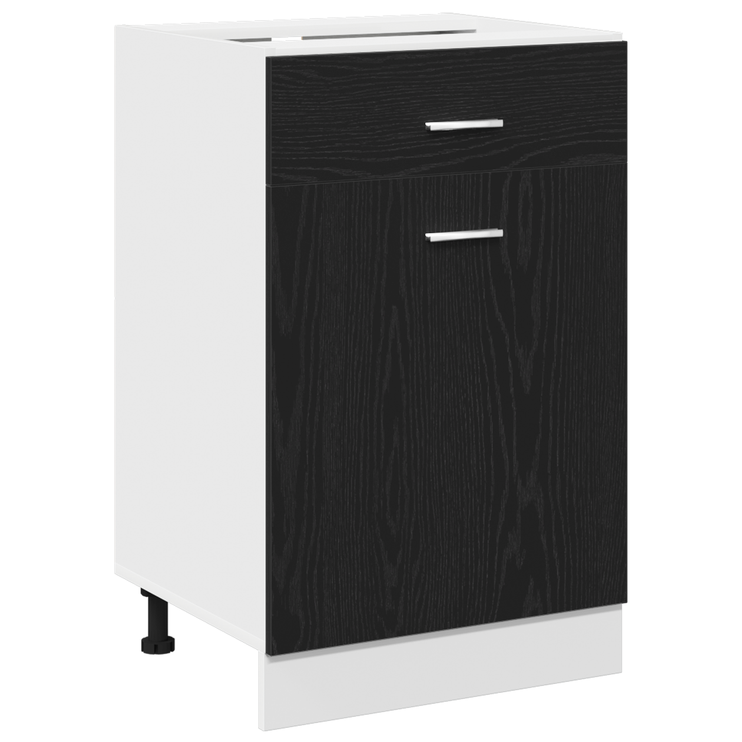 Sort Egetræ Skuffeskab - 50X46X81,5 Cm, Lavet Med Konstrueret Træ