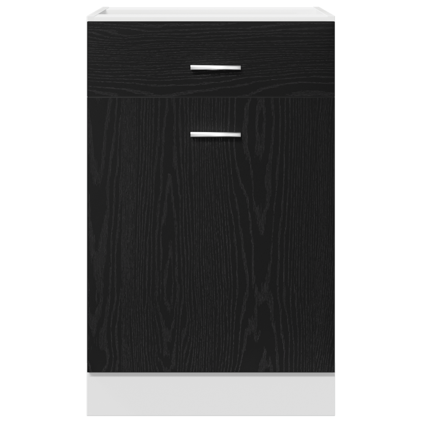 Sort Egetræ Skuffeskab - 50X46X81,5 Cm, Lavet Med Konstrueret Træ