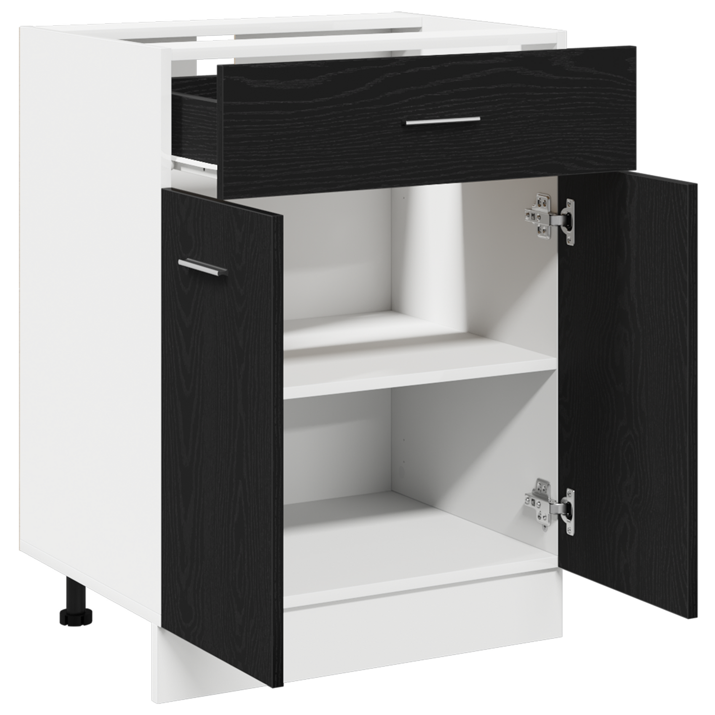 Sort Eg Skuffebundskab - 60X46X81.5 Cm Lavet Af Konstrueret Træ