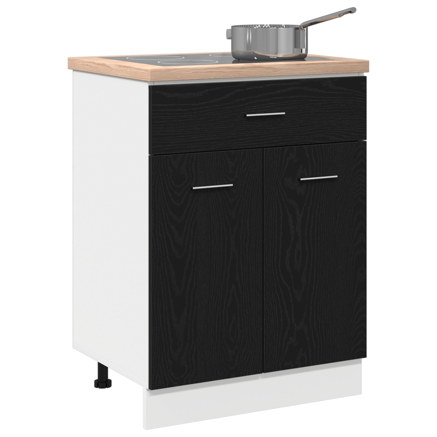 Sort Eg Skuffebundskab - 60X46X81.5 Cm Lavet Af Konstrueret Træ