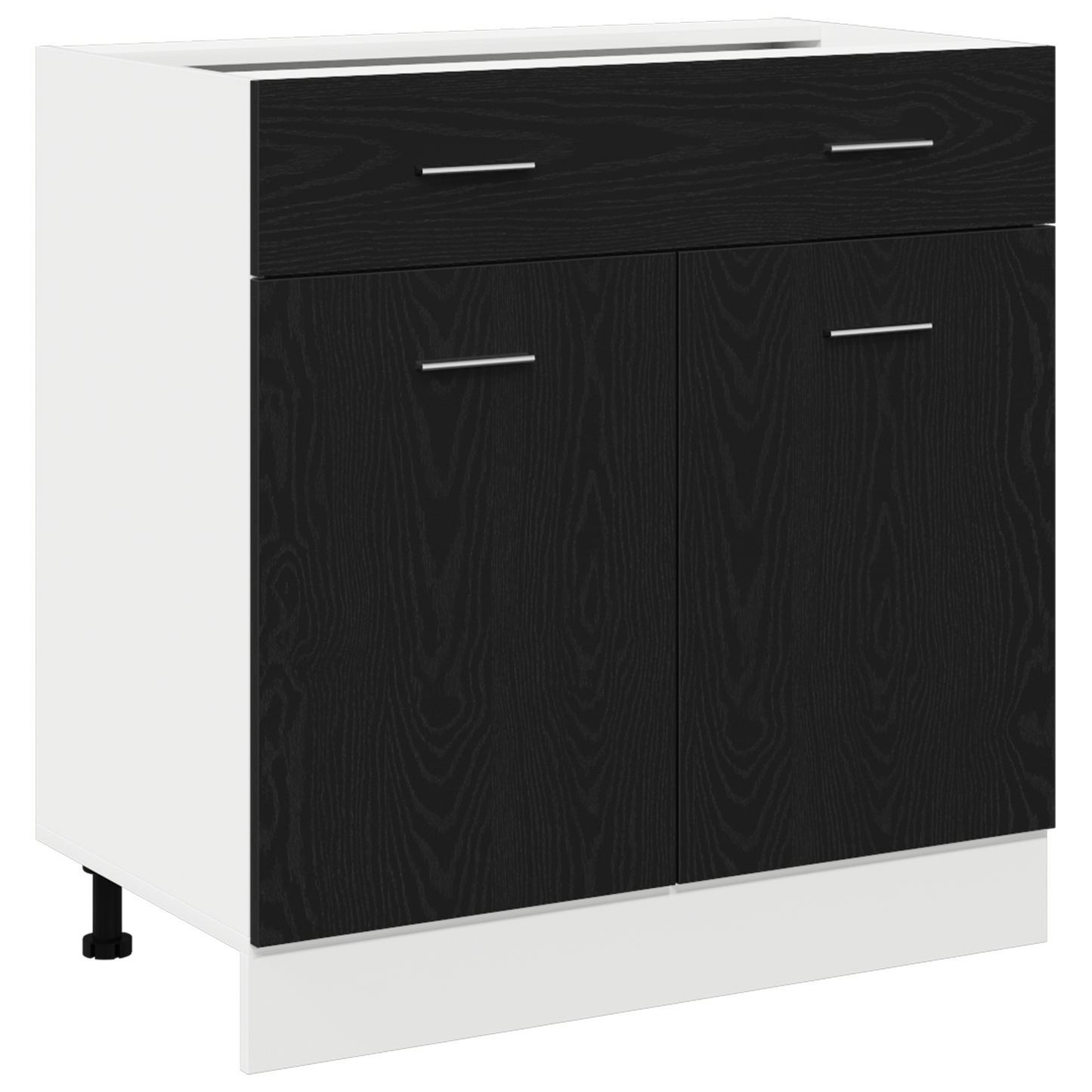Skab Med Skuffe I Sort Eg, 80X46X81.5 Cm, Lavet Af Konstrueret Træ
