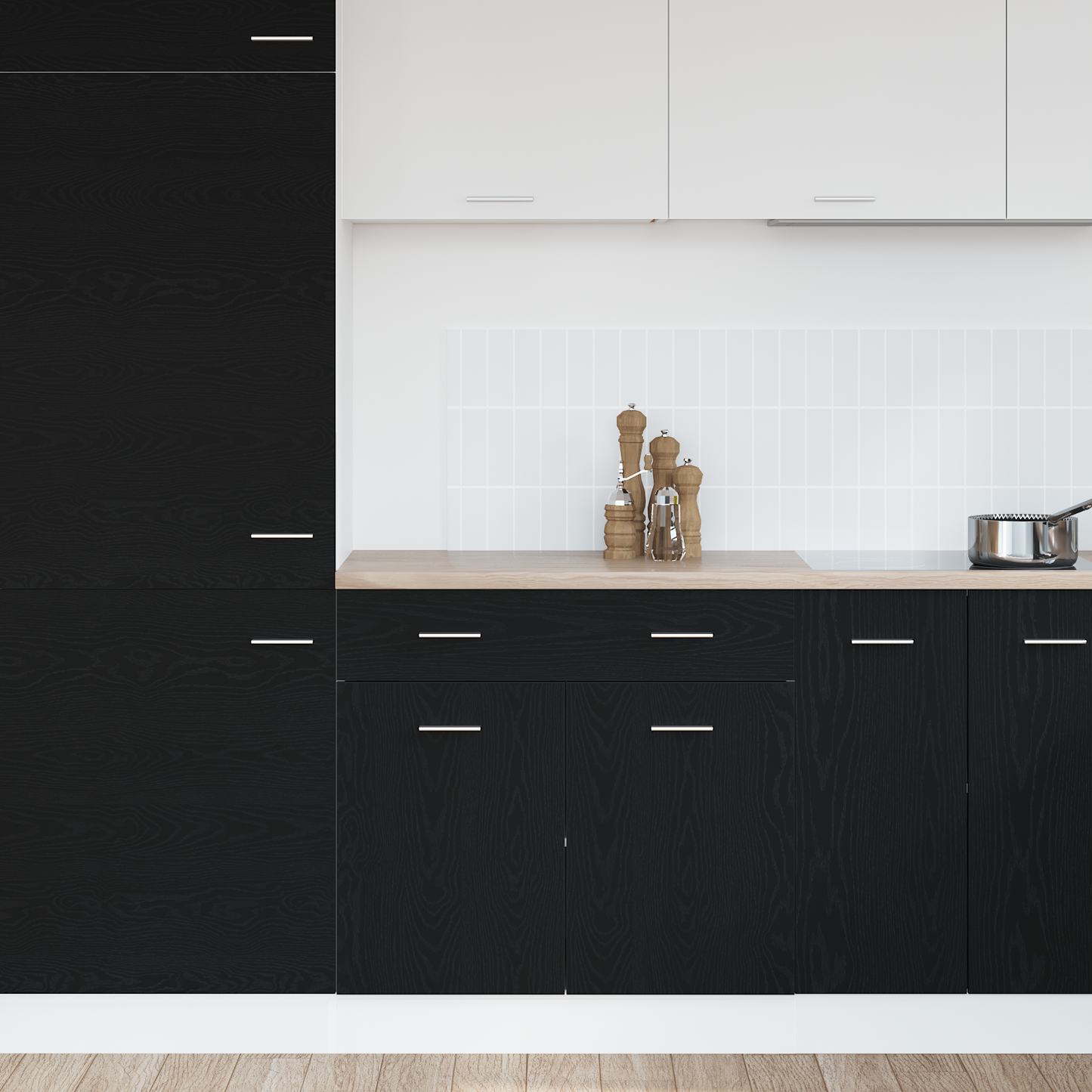 Skab Med Skuffe I Sort Eg, 80X46X81.5 Cm, Lavet Af Konstrueret Træ