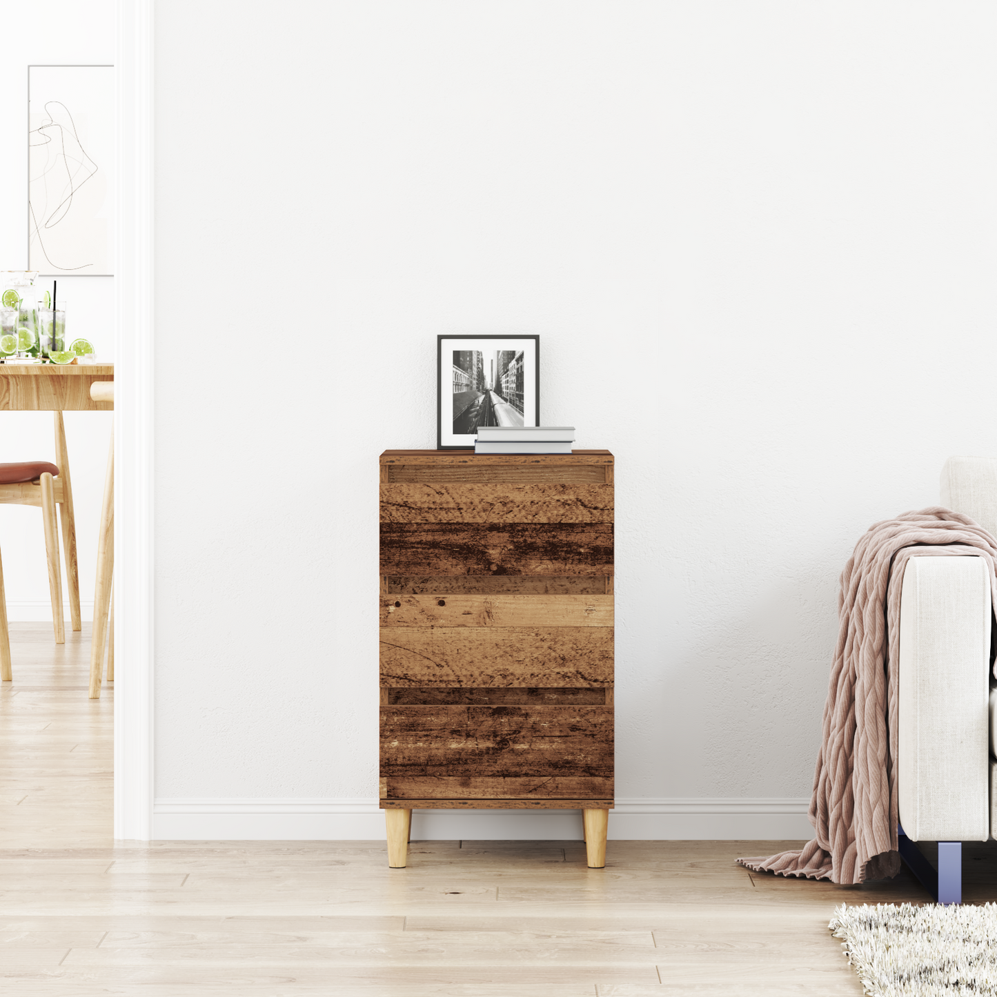 Sengebord Gammelt Træ 40X35X70 Cm Ingeniørtræ