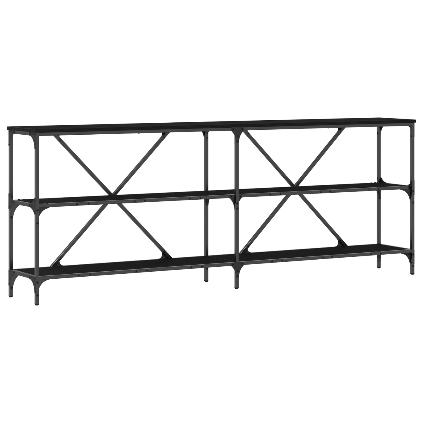 Konsolbord Sort Eg 200X30X75 Cm Ingeniørtræ Og Stål