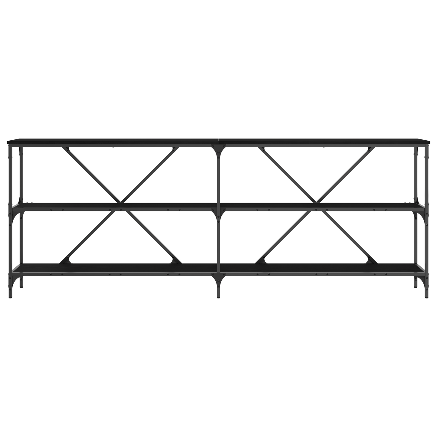 Konsolbord Sort Eg 200X30X75 Cm Ingeniørtræ Og Stål