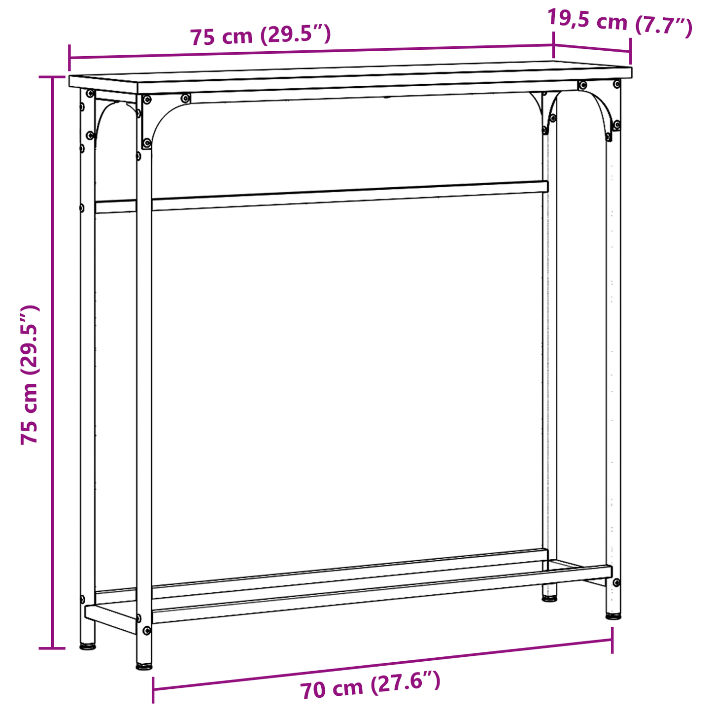 Konsolbord Artisan Eg 75X19,5X75 Cm Konstrueret Træ & Stål