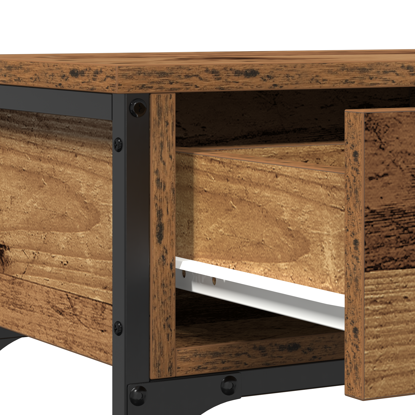 Konsolbord Gamle Træ 100X25X75 Cm Ingeniørtræ Og Stål