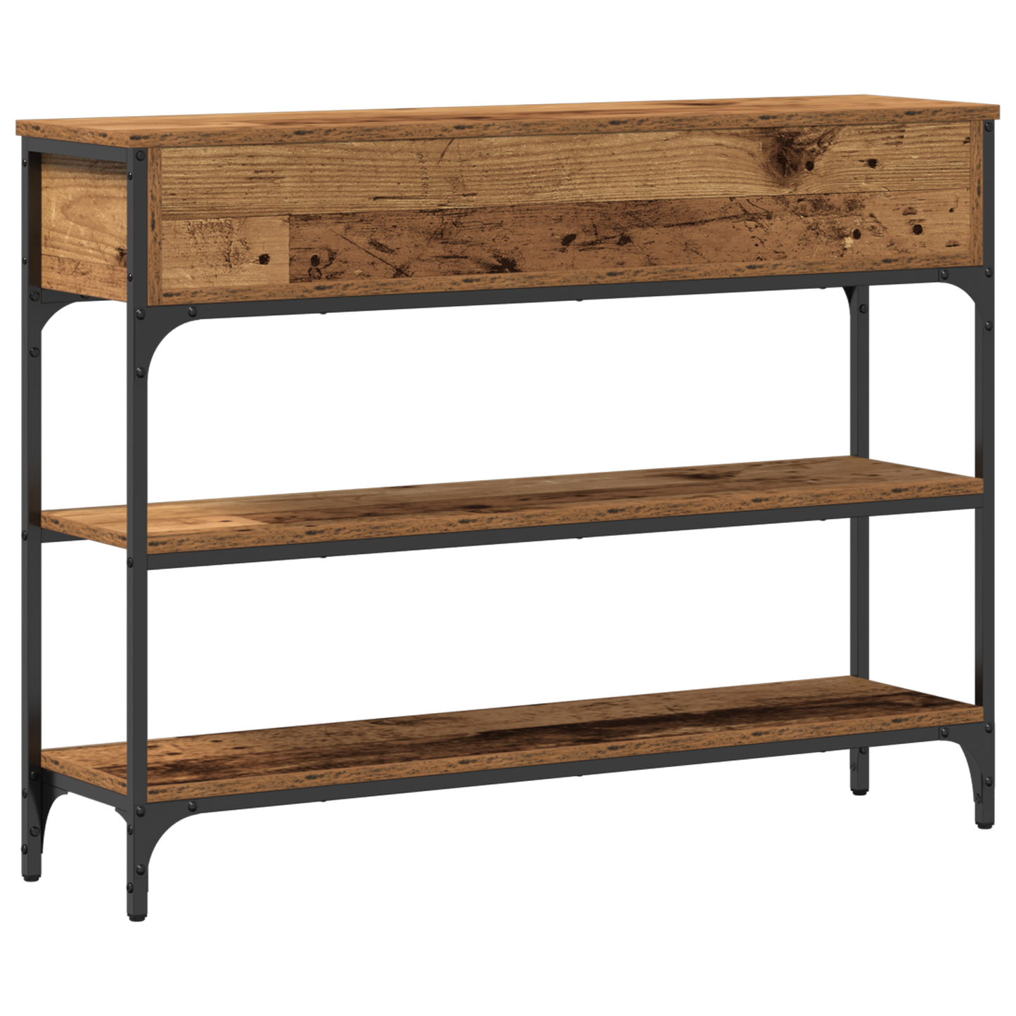 Konsolbord Gamle Træ 100X25X75 Cm Ingeniørtræ Og Stål