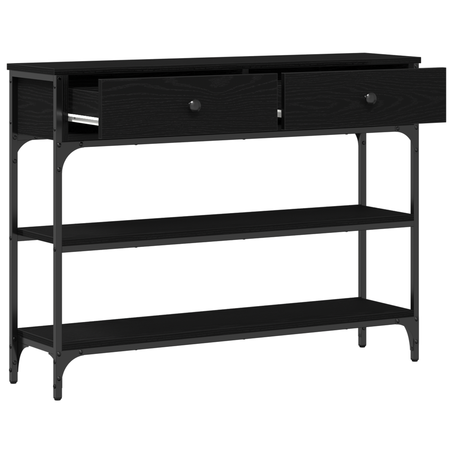 Konsolbord Sort Eg 100X25X75 Cm Ingeniørtræ & Stål