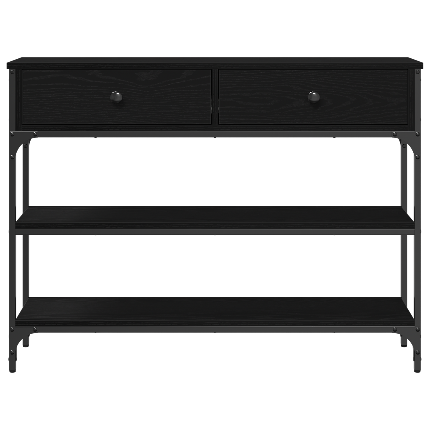 Konsolbord Sort Eg 100X25X75 Cm Ingeniørtræ & Stål