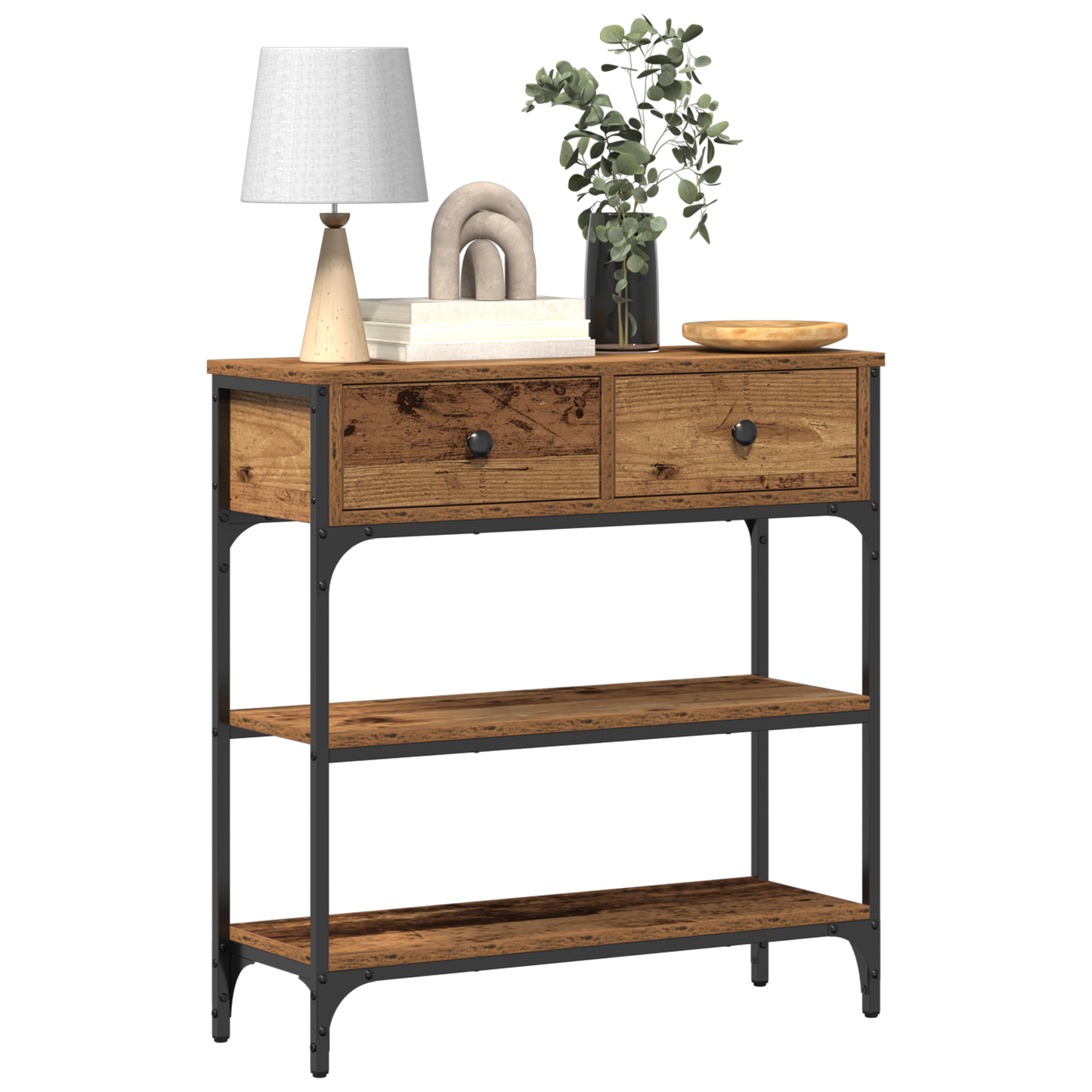 Konsolbord Gamle Træ 72,5X25X75 Cm Ingeniørtræ & Stål