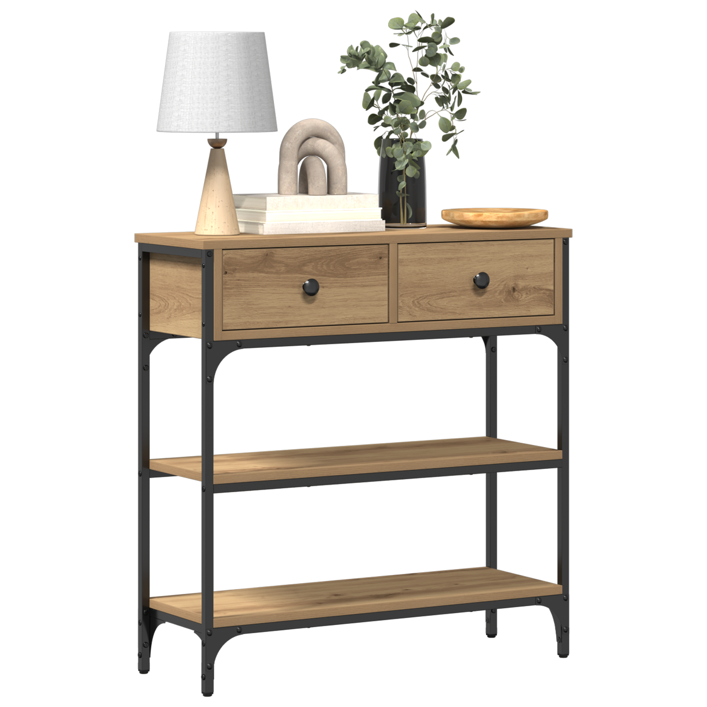 Console Table Artisan Egetræ 72,5X25X75 Cm Ingeniørtræ & Stål