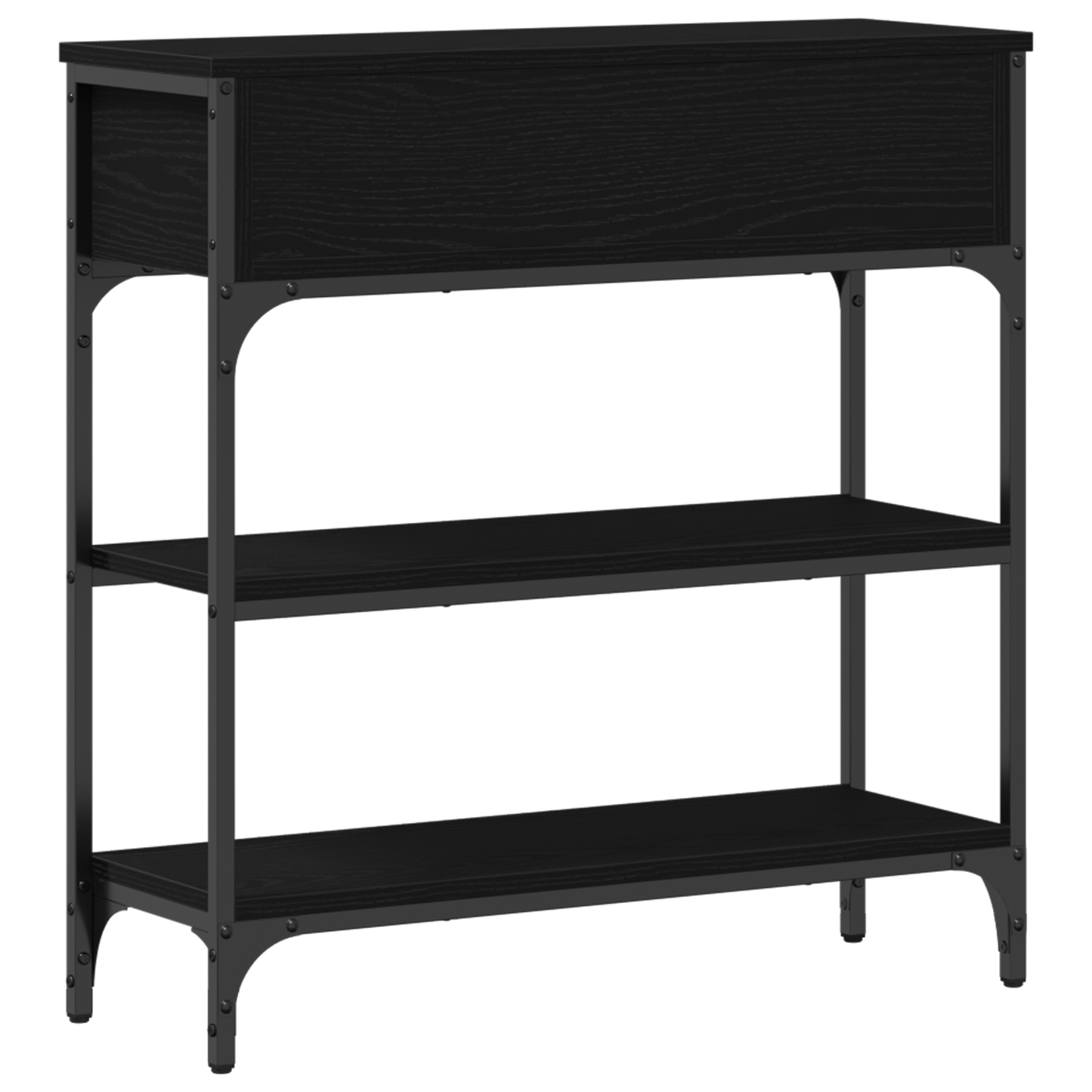 Konsolbord Sort Eg 72,5X25X75 Cm Konstrueret Træ & Stål