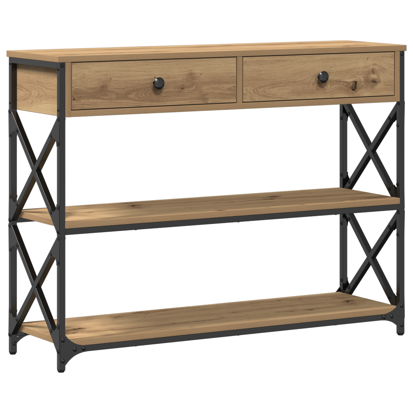 Konsolbord Artisan Egetræ 100X28X75 Cm Ingeniørtræ & Stål
