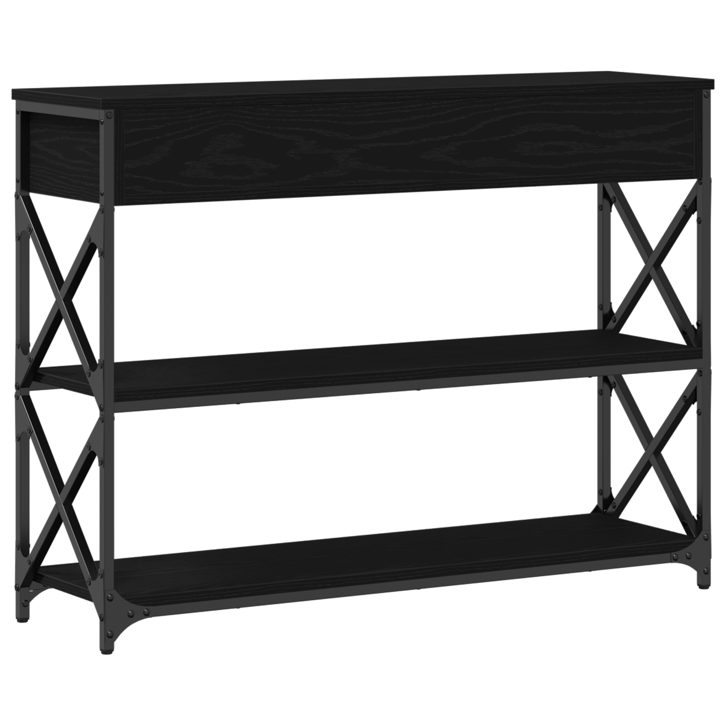 Konsolbord Sort Eg 100X28X75 Cm Konstrueret Træ & Stål