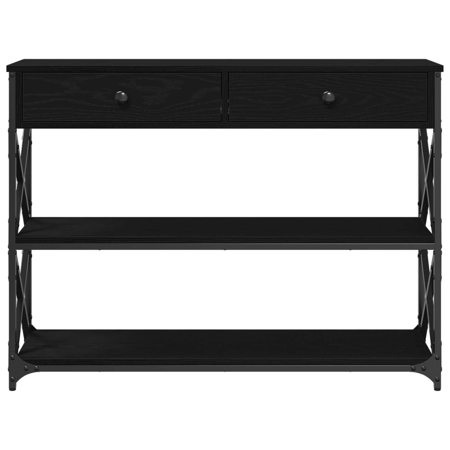 Konsolbord Sort Eg 100X28X75 Cm Konstrueret Træ & Stål